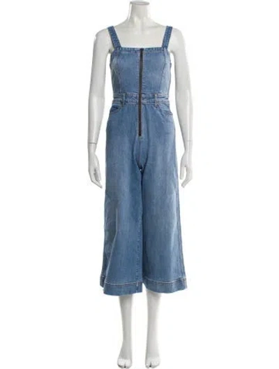 Pre-owned Alice And Olivia Square Neckline Jumpsuit In Blue