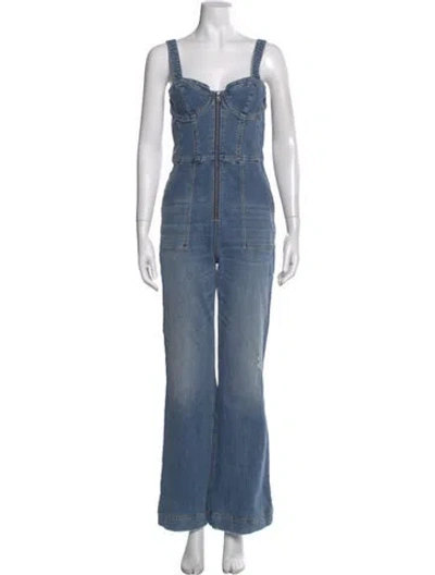 Pre-owned Alice And Olivia Square Neckline Jumpsuit In Blue