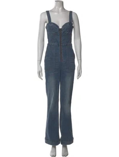 Pre-owned Alice And Olivia Square Neckline Jumpsuit In Blue