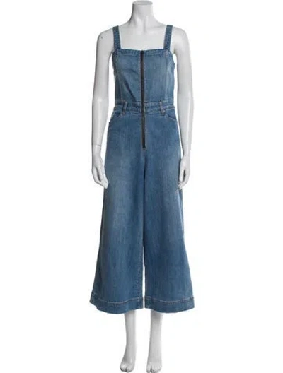 Pre-owned Alice And Olivia Square Neckline Jumpsuit In Blue