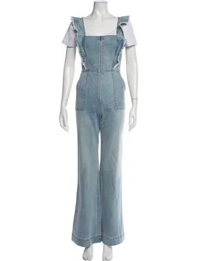 Pre-owned Alice And Olivia Square Neckline Jumpsuit In Blue