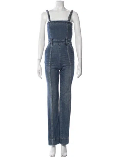 Pre-owned Alice And Olivia Square Neckline Jumpsuit In Blue