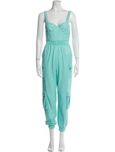 Pre-owned Alice And Olivia Square Neckline Jumpsuit W/ Tags In Blue