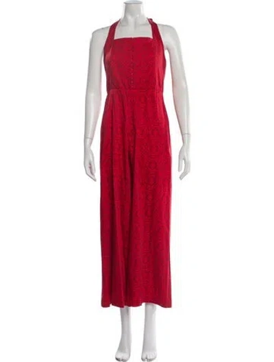 Pre-owned Alice And Olivia Square Neckline Jumpsuit W/ Tags In Red