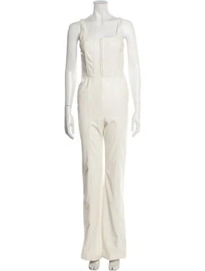 Pre-owned Alice And Olivia Square Neckline Jumpsuit W/ Tags In White