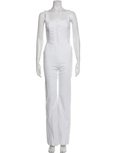 Pre-owned Alice And Olivia Square Neckline Jumpsuit In White