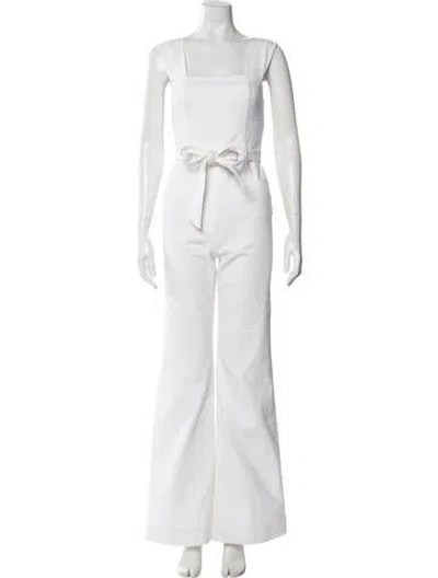 Pre-owned Alice And Olivia Square Neckline Jumpsuit In White