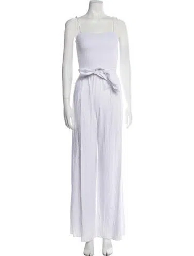 Pre-owned Alice And Olivia Square Neckline Jumpsuit In White