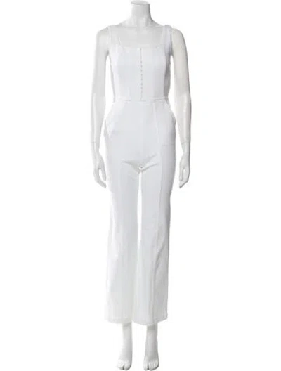 Pre-owned Alice And Olivia Square Neckline Jumpsuit In White