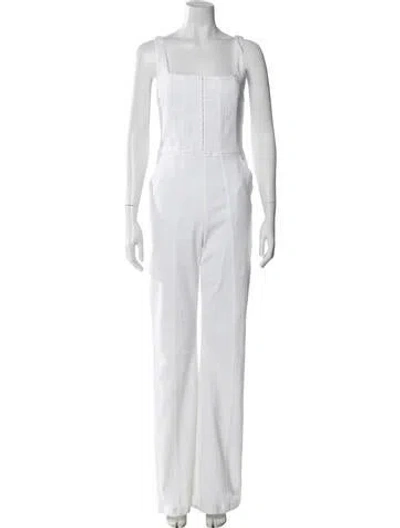Pre-owned Alice And Olivia Square Neckline Jumpsuit In White