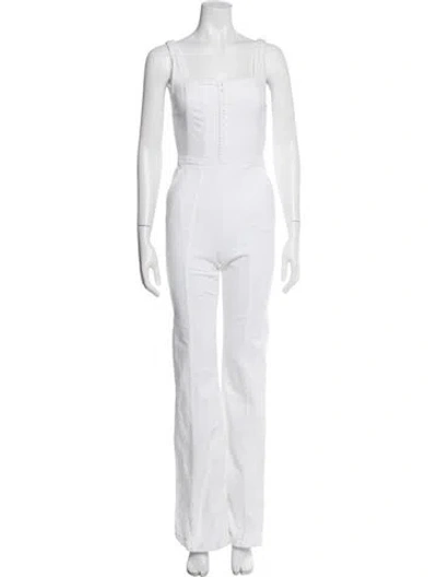 Pre-owned Alice And Olivia Square Neckline Jumpsuit In White