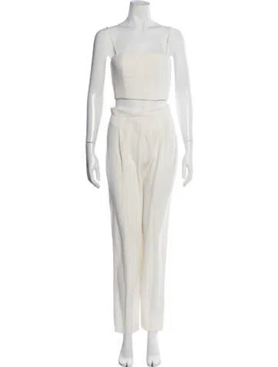 Pre-owned Alice And Olivia Square Neckline Jumpsuit In White