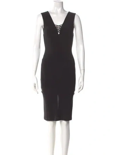 Pre-owned Alice And Olivia Square Neckline Knee-length Dress In Black