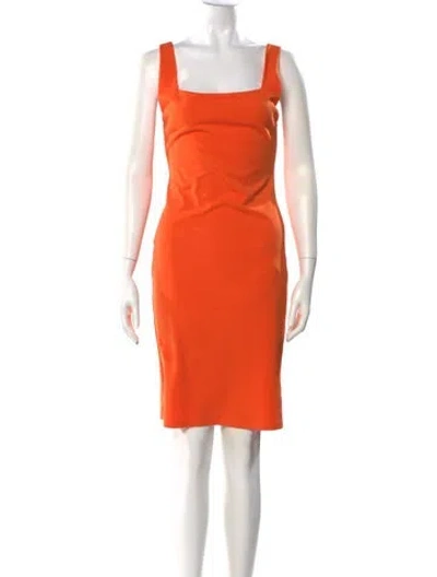 Pre-owned Alice And Olivia Square Neckline Knee-length Dress In Orange