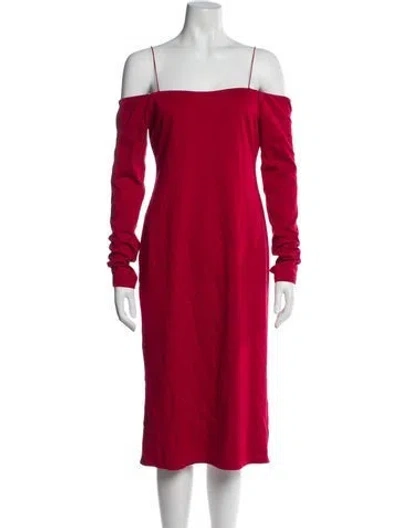 Pre-owned Alice And Olivia Square Neckline Knee-length Dress In Red