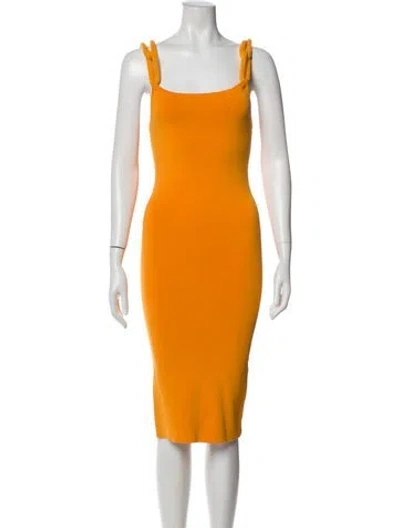 Pre-owned Alice And Olivia Square Neckline Knee-length Dress In Yellow
