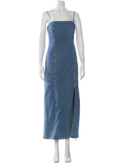 Pre-owned Alice And Olivia Square Neckline Long Dress In Blue