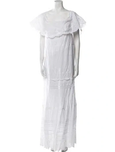 Pre-owned Alice And Olivia Square Neckline Long Dress In White