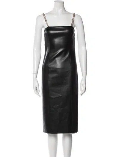 Pre-owned Alice And Olivia Square Neckline Midi Length Dress In Black