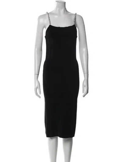 Pre-owned Alice And Olivia Square Neckline Midi Length Dress In Black