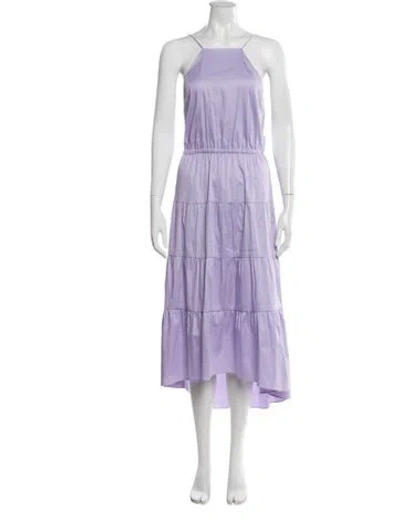 Pre-owned Alice And Olivia Square Neckline Midi Length Dress In Purple