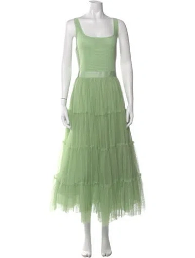 Pre-owned Alice And Olivia Square Neckline Midi Length Dress W/ Tags In Green