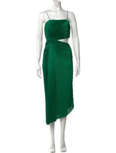 Pre-owned Alice And Olivia Square Neckline Midi Length Dress W/ Tags In Green