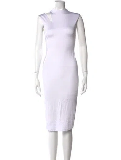 Pre-owned Alice And Olivia Square Neckline Midi Length Dress W/ Tags In White