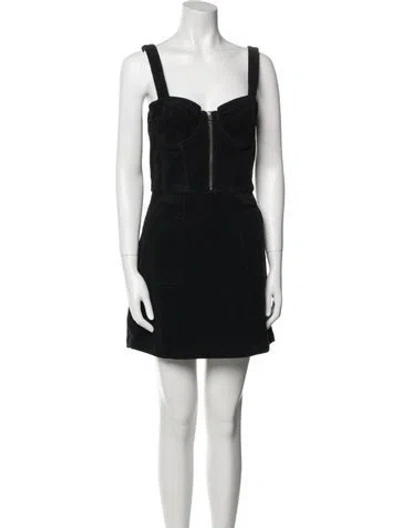 Pre-owned Alice And Olivia Square Neckline Mini Dress In Black