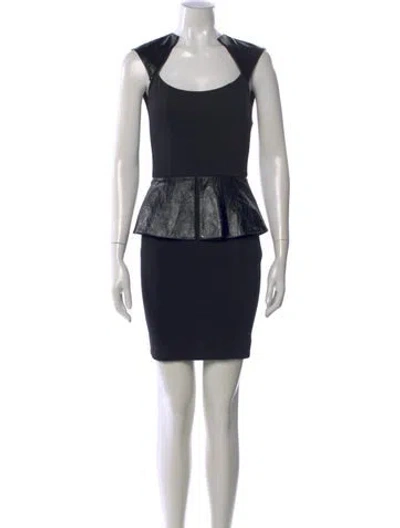Pre-owned Alice And Olivia Square Neckline Mini Dress In Black