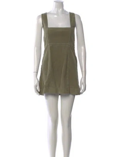 Pre-owned Alice And Olivia Square Neckline Mini Dress In Green
