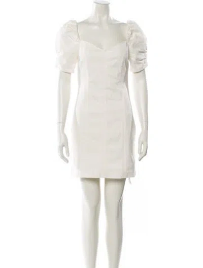Pre-owned Alice And Olivia Square Neckline Mini Dress In Neutral