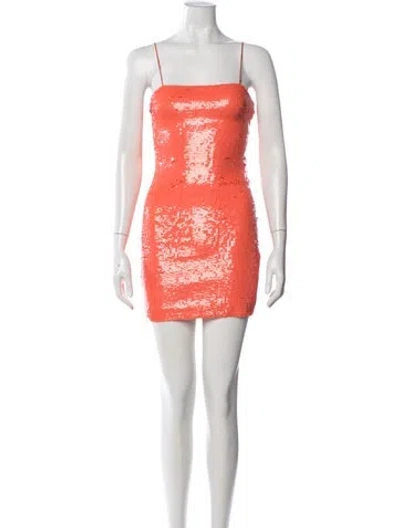 Pre-owned Alice And Olivia Square Neckline Mini Dress In Orange
