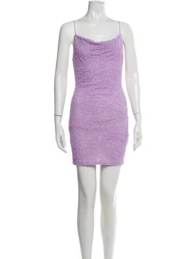 Pre-owned Alice And Olivia Square Neckline Mini Dress In Purple