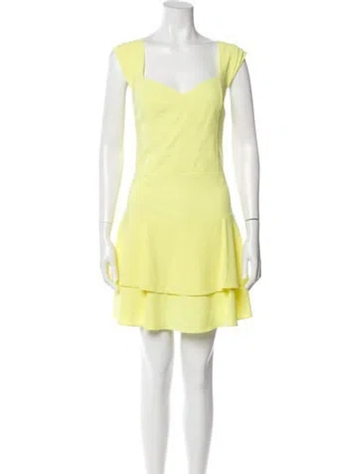 Pre-owned Alice And Olivia Square Neckline Mini Dress W/ Tags In Yellow