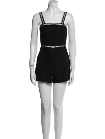 Pre-owned Alice And Olivia Square Neckline Romper In Black