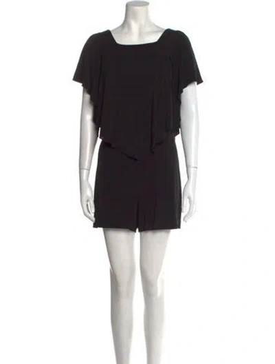 Pre-owned Alice And Olivia Square Neckline Romper In Black