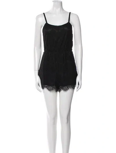Pre-owned Alice And Olivia Square Neckline Romper In Black