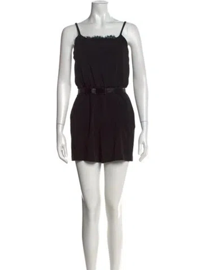 Pre-owned Alice And Olivia Square Neckline Romper In Black