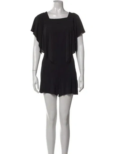 Pre-owned Alice And Olivia Square Neckline Romper In Black