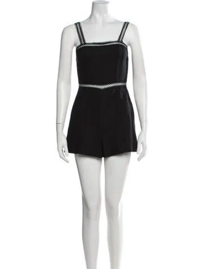 Pre-owned Alice And Olivia Square Neckline Romper In Black