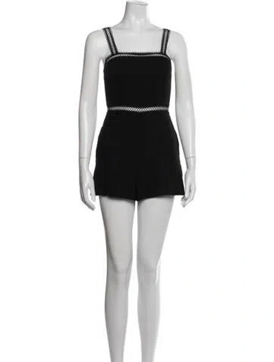 Pre-owned Alice + Olivia Square Neckline Romper In Black