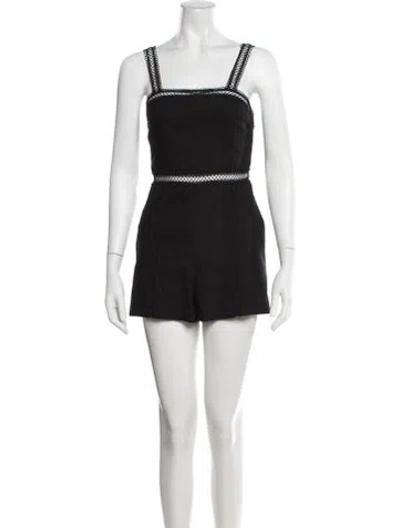 Pre-owned Alice And Olivia Square Neckline Romper In Black