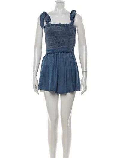 Pre-owned Alice + Olivia Square Neckline Romper In Blue