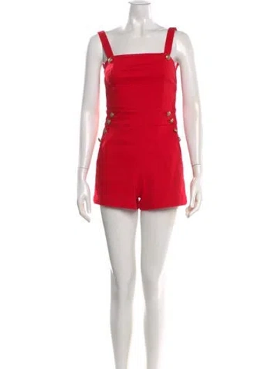 Pre-owned Alice And Olivia Square Neckline Romper In Red