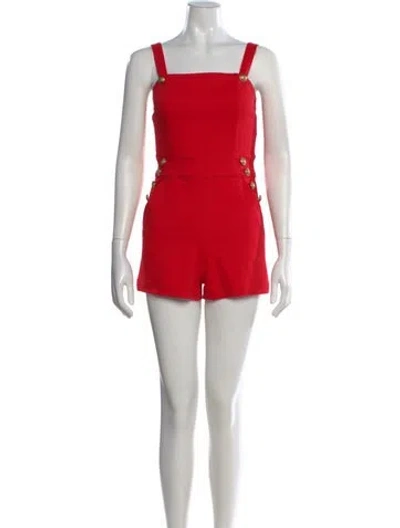 Pre-owned Alice And Olivia Square Neckline Romper In Red