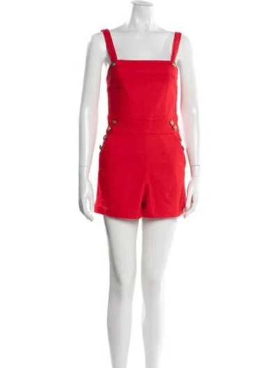 Pre-owned Alice And Olivia Square Neckline Romper In Red