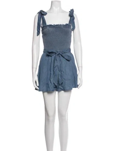 Pre-owned Alice And Olivia Square Neckline Romper W/ Tags In Blue