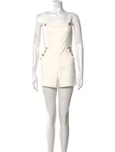 Pre-owned Alice And Olivia Square Neckline Romper W/ Tags In White