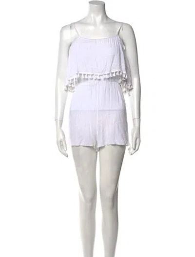 Pre-owned Alice And Olivia Square Neckline Romper In White